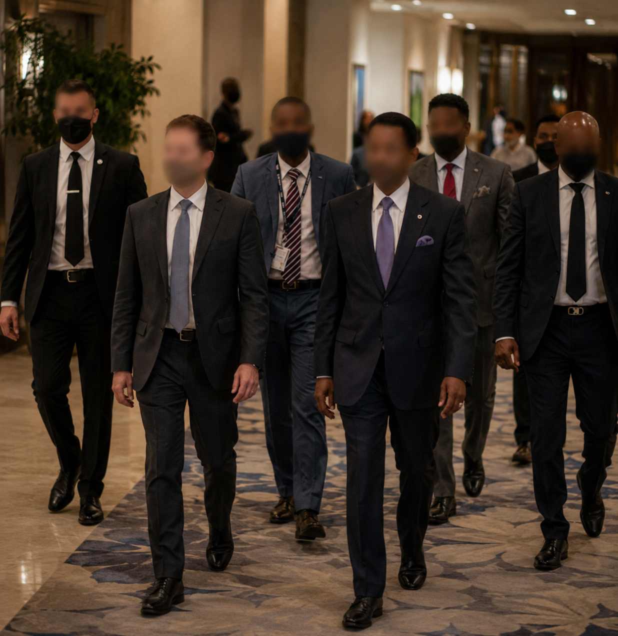 Close protection team accompanying a head-of-state delegation in Central Africa
