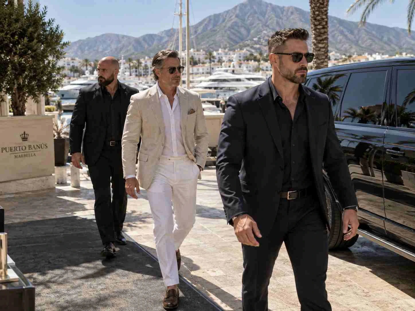 Close protection officers providing VIP bodyguard services in Marbella, Spain